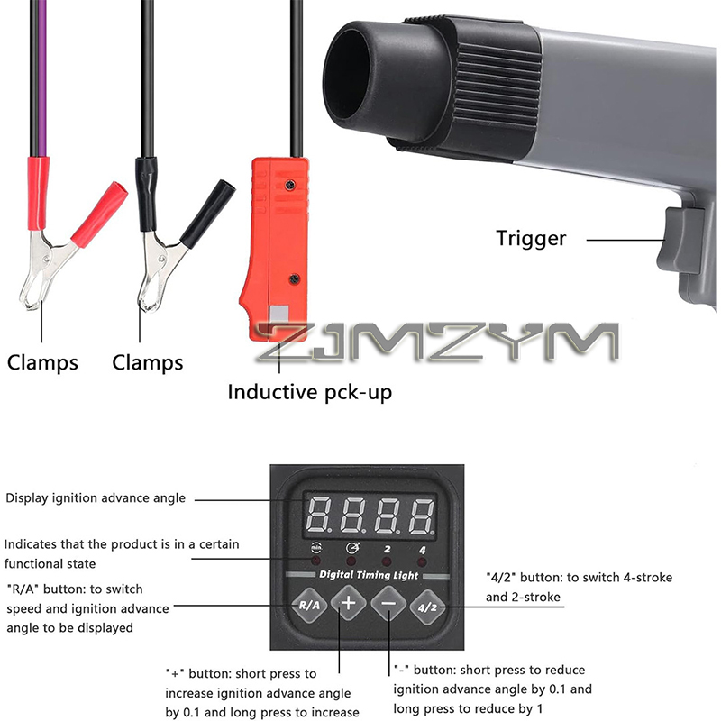 Timing Light Gun - Lámpara Estroboscópica Digital de 12V para